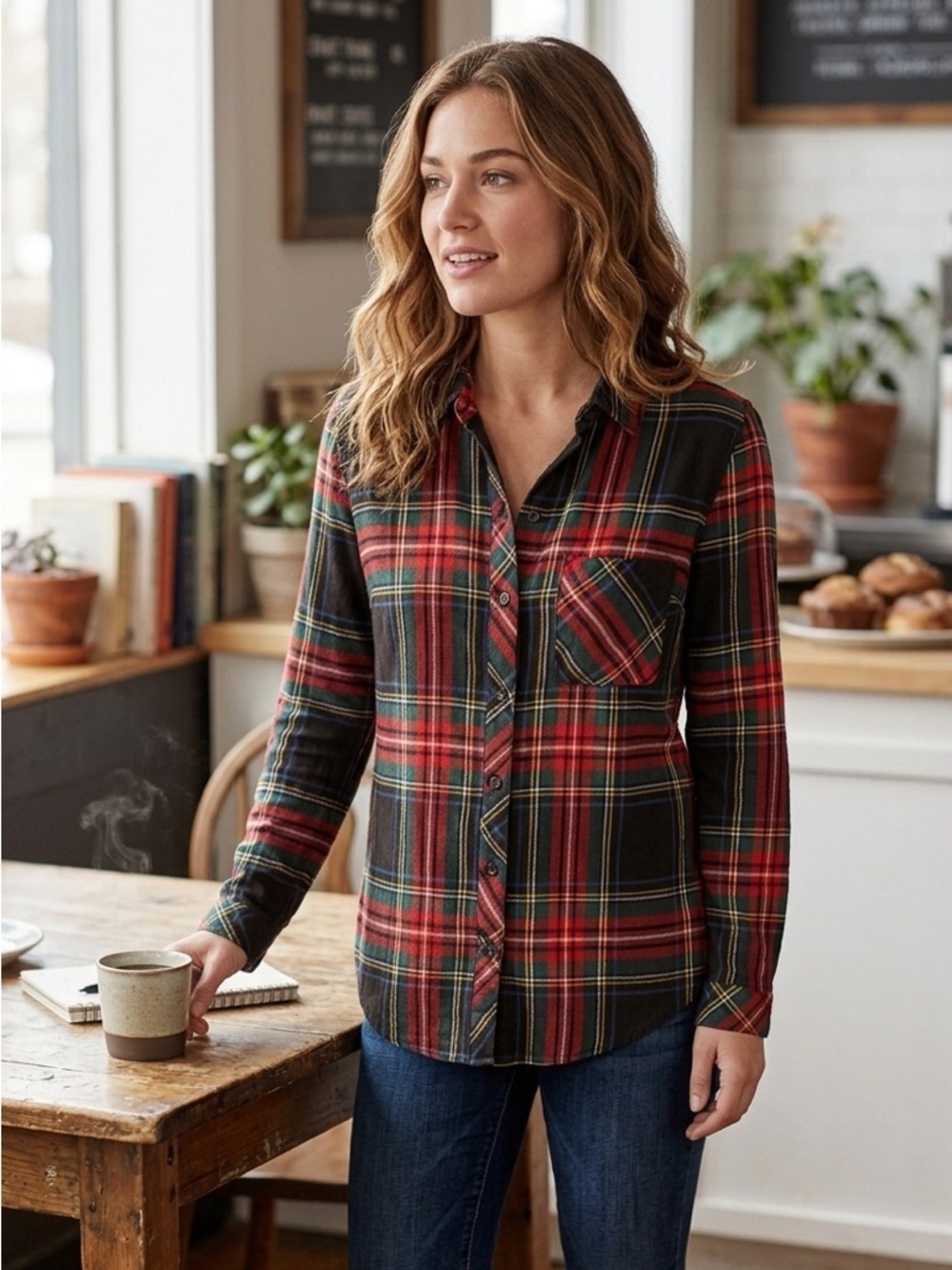 beachlunchlounge | Long Sleeved Plaid Button Down Shirt | Sz S